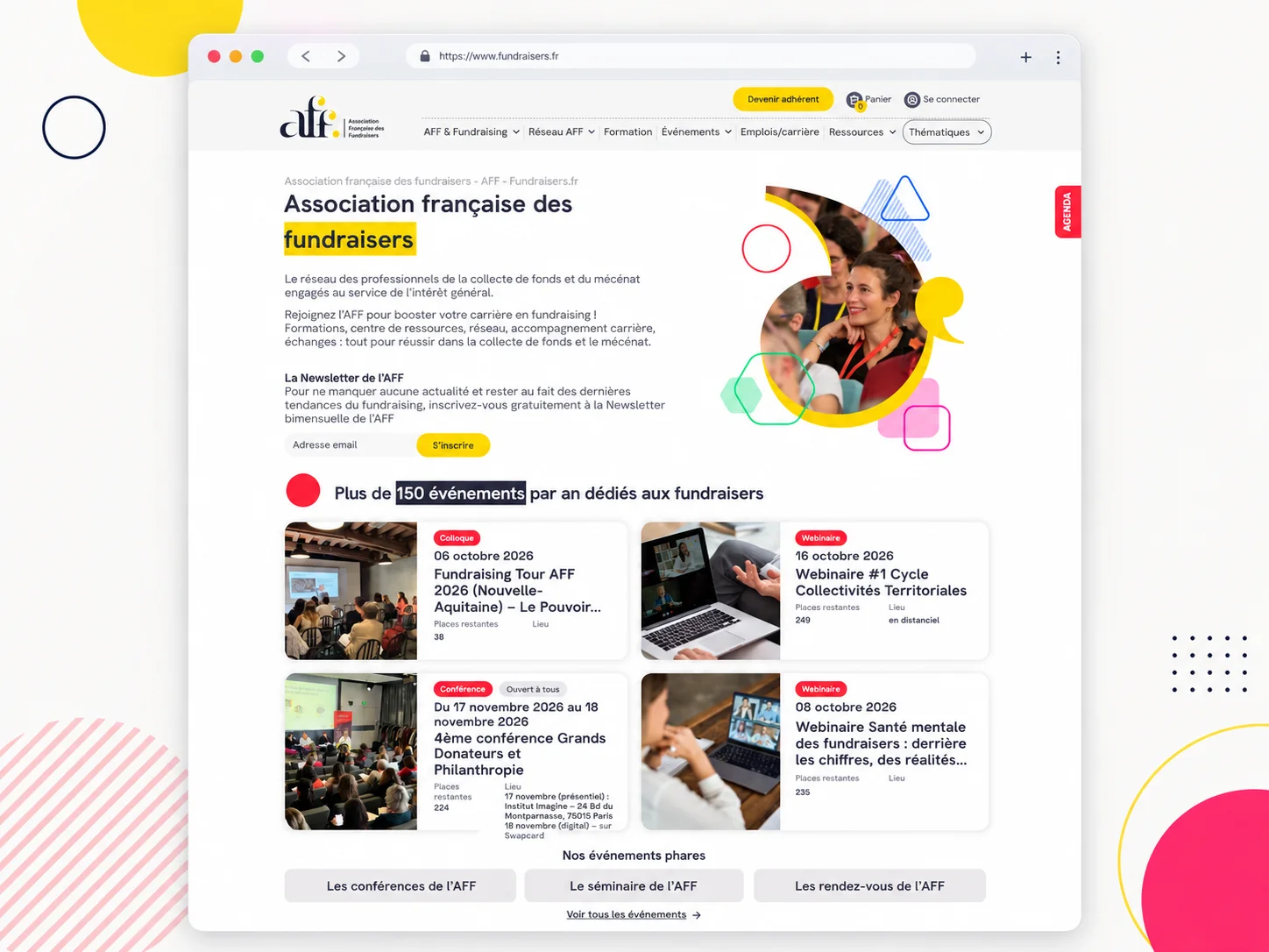Page d’accueil de l’Association française des fundraisers