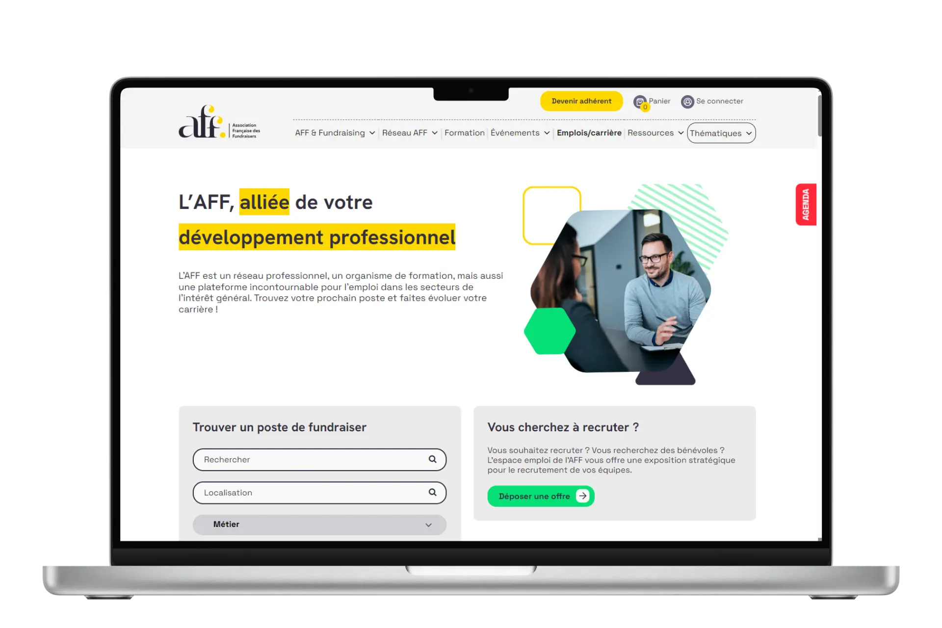 Page des formations de l’AFF avec recherche par domaine et calendrier