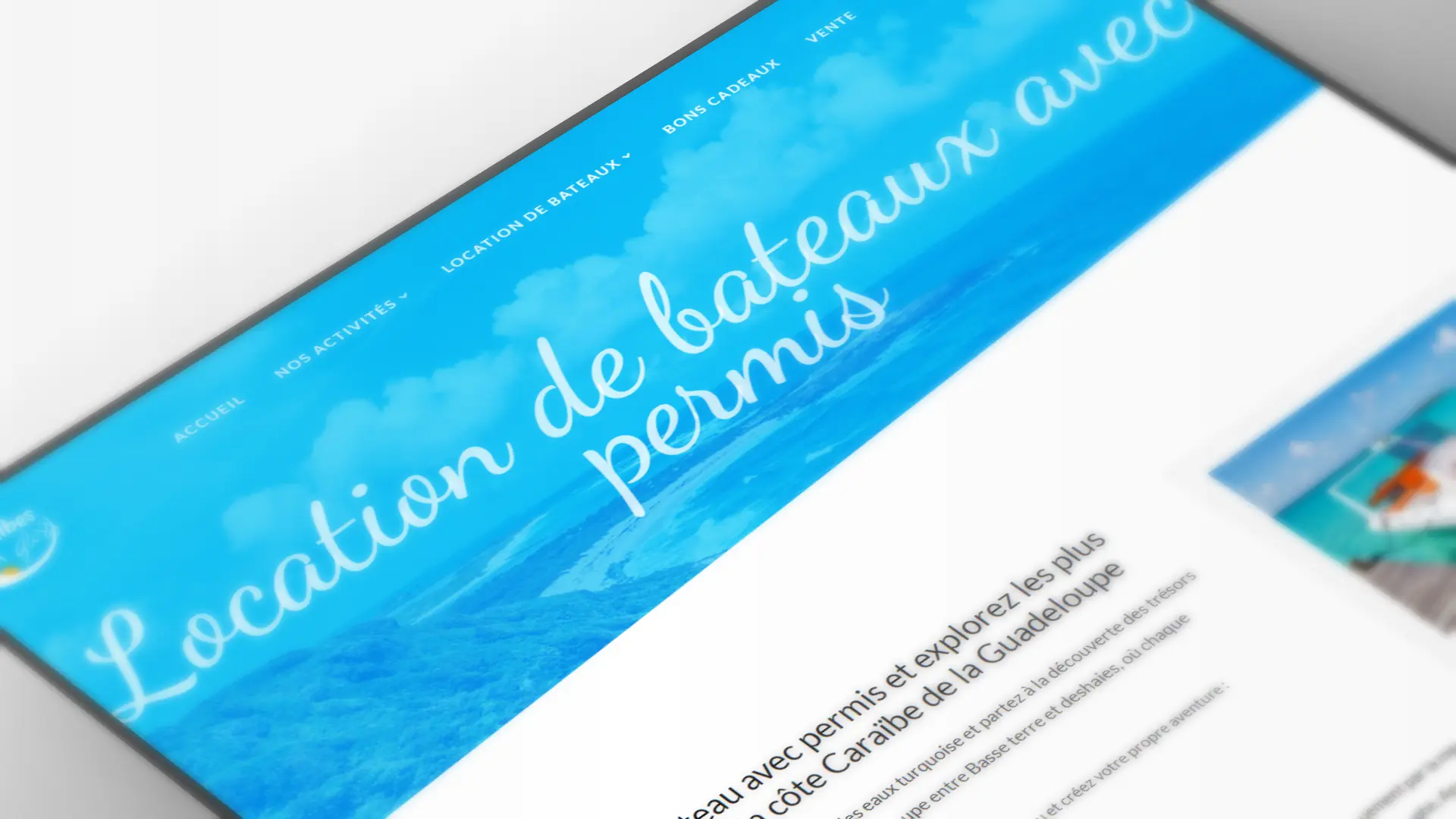 Aperçu de la page de location de bateaux sans permis sur Caraibes Gliss