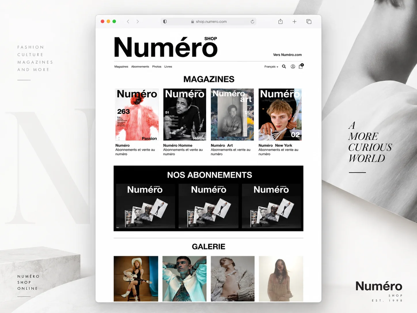 Aperçu de la boutique Numéro et de ses offres d’abonnement aux magazines