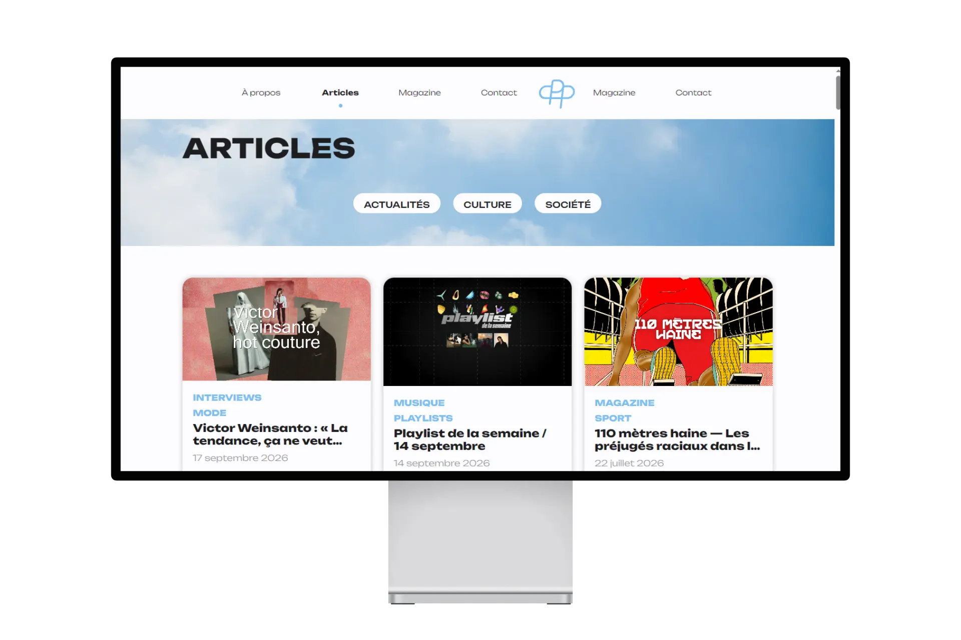 Liste des articles de Première Pluie avec filtres par catégorie