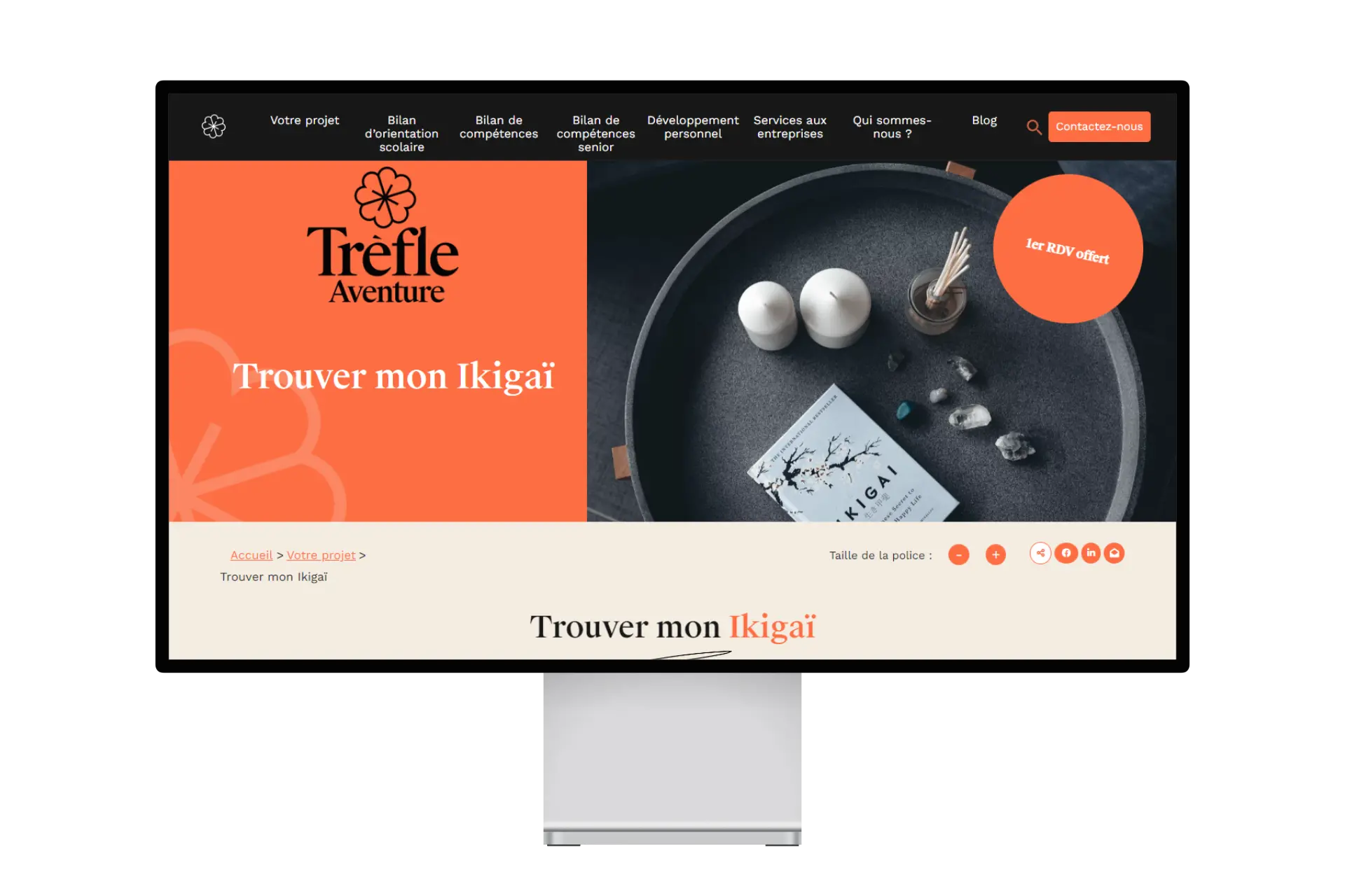 Page Trouver mon Ikigaï sur le site Trèfle Aventure